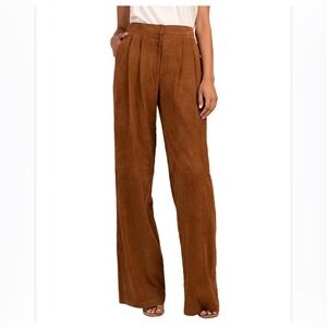 Trina Turk Genuine Lamb Skin Suede Wide Leg Brown Pants. Size 4. NWT MSRP $548